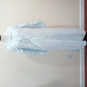 Lanz Of Salzburg Blue And White Blue Nordic Tyrolean Peter Pan Nightgown -  S